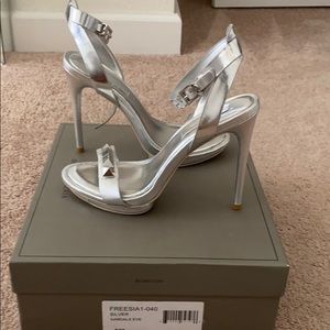 BCBG Maxazria Silver Studded High Heel Sandal